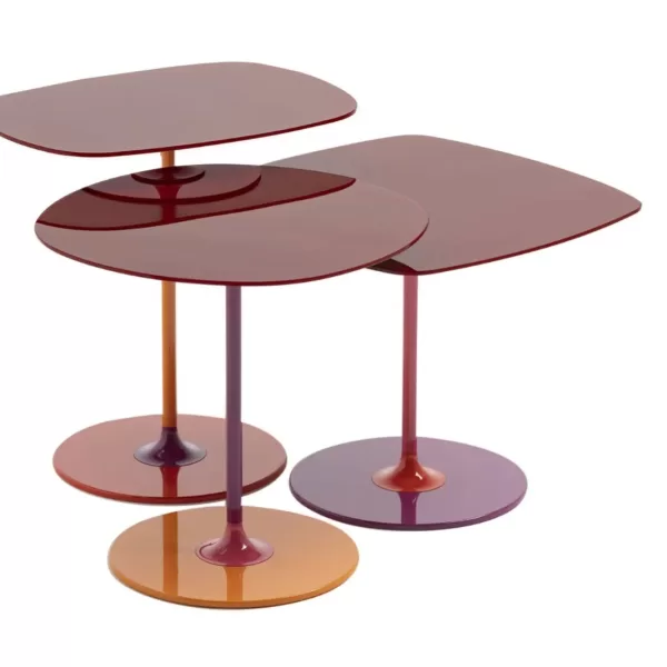 Kartell Thierry 3er Set Beistelltische Bordeaux - Juvelenartiges Design, individuelle Farben, vielseitig und stilvoll für jedes Zuhause