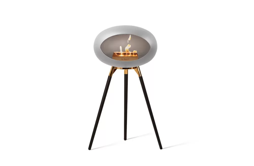 Le Feu Ground High Nickel Bioethanol Kamin - Eleganter Kamin in Black Oak & Roségold für stilvolle Innenräume