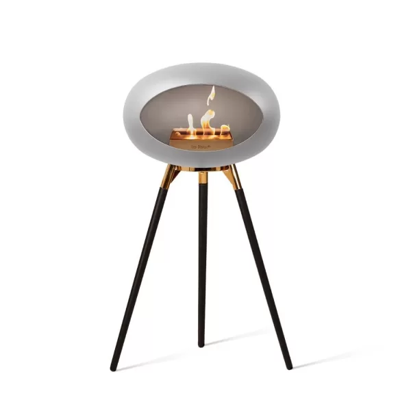 Le Feu Ground High Nickel Bioethanol Kamin - Eleganter Kamin in Black Oak & Roségold für stilvolle Innenräume