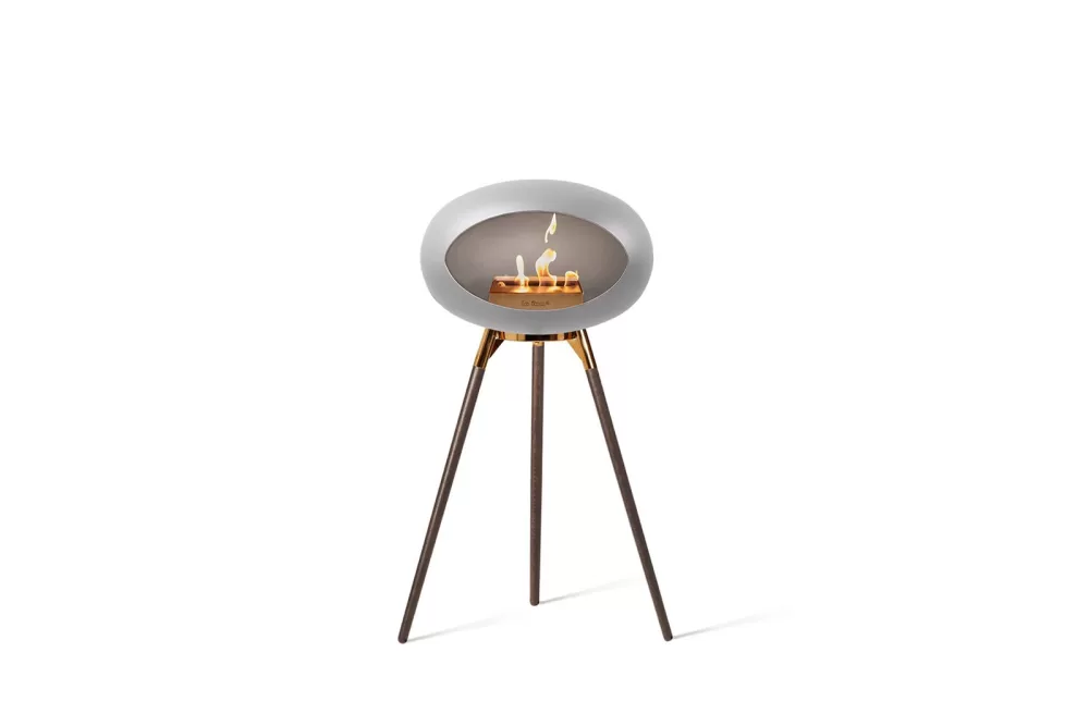 Le Feu Bioethanol Kamin Ground High Nickel - Smoked Oak mit Roségold Akzenten, elegantes Design für stilvolle Wohnräume