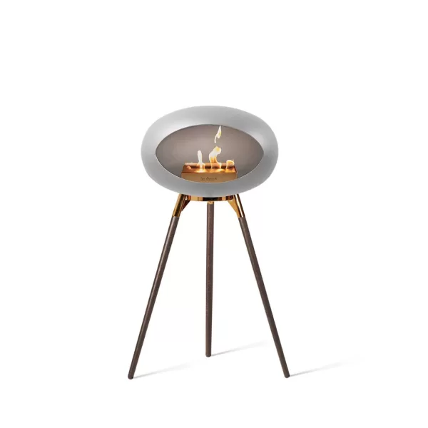 Le Feu Bioethanol Kamin Ground High Nickel - Smoked Oak mit Roségold Akzenten, elegantes Design für stilvolle Wohnräume