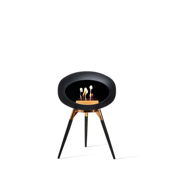 Le feu Ground Low Bioethanol Kamin - Schwarz mit Roségold, tragbar, für Innen & Außen, elegante Deko, sichere SafeBurn-Technologie, 45 cm