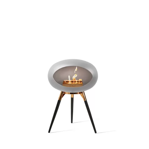 Le Feu Ground Low Bioethanol Kamin - Nickel, Black Oak & Roségold, transportabel, modern, ideal für kleine Räume & Terrassen, inkl. Brenner & Bowl