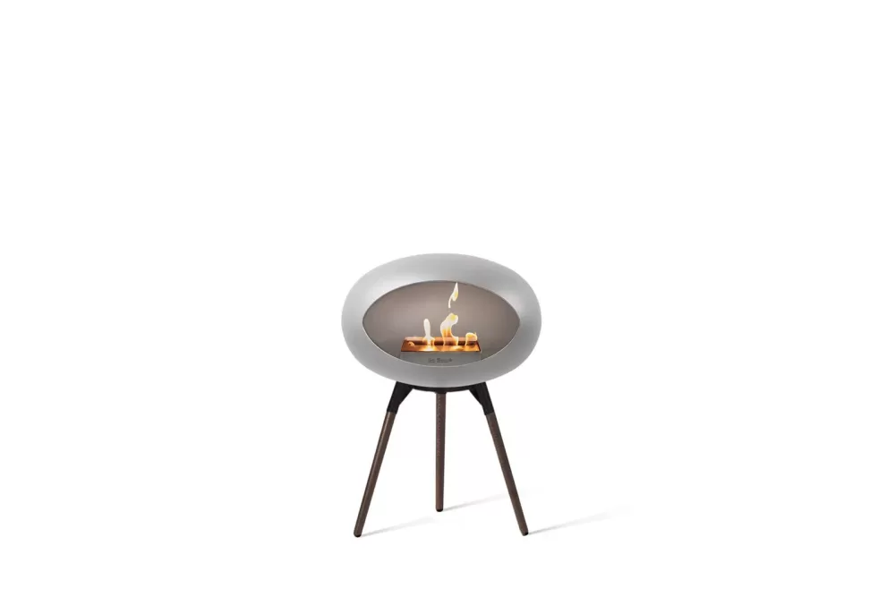 Le feu Ground Low Bioethanol Kamin - Smoked Oak Black, transportabel, elegant, für Innen & Außen, inkl. Brenner & Beine, modernes Design