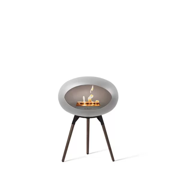 Le feu Ground Low Bioethanol Kamin - Smoked Oak Black, transportabel, elegant, für Innen & Außen, inkl. Brenner & Beine, modernes Design