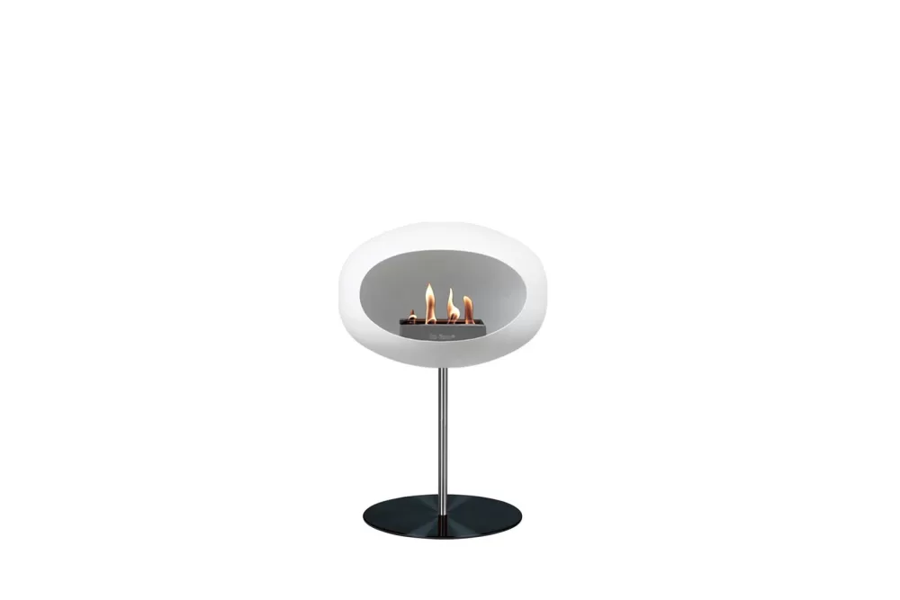 Le Feu Ground Steel Low White Bioethanol Kamin | Eleganter Design-Kamin aus schwarzem Edelstahl, rauchfrei, für Innen & Außen, einfache Montage