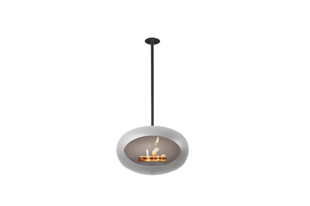 Le Feu Sky Nickel Bioethanol Kamin 120 cm - Eleganter Deckenkamin, rauchfrei, 1,5 L Brenner, stilvolles Design, verschiedene Farben verfügbar