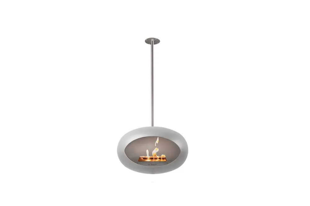 Le Feu Sky Nickel Bioethanol Kamin 50 cm – Eleganter Decken-Kamin aus Edelstahl, rauchfrei, mit SafeBurn-Technologie für gemütliche Wärme