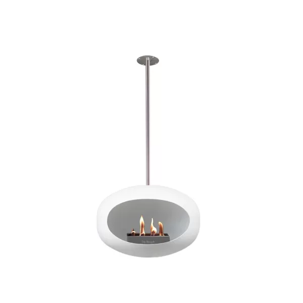 Le Feu Sky White Bioethanol Kamin 100 cm - Eleganter Decken-Kamin aus Edelstahl, rauchfrei, sichere SafeBurn-Technologie, ideal für 20 qm Räume