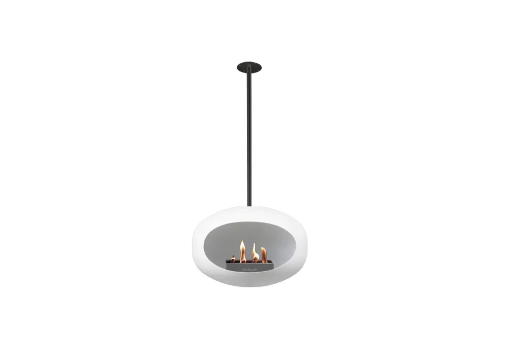 Le Feu Sky White Bioethanol Kamin 50 cm - Eleganter Deckenkamin, rauchfrei, 1,5L Brenner, sichere Nutzung, modernes Design, schwarz Edelstahl.