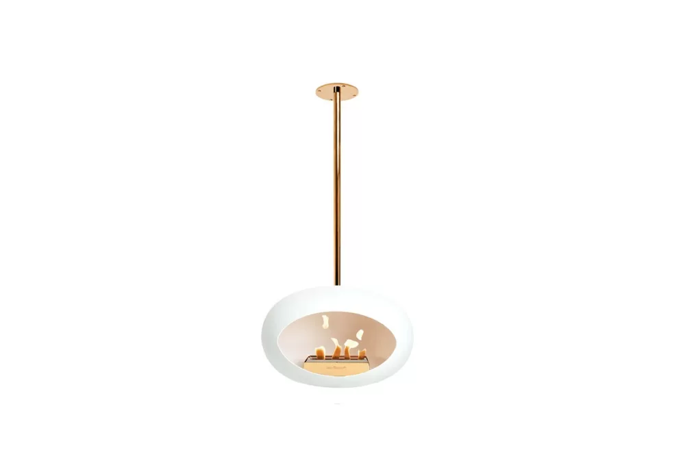 Le Feu Sky White Bioethanol Kamin 50 cm Roségold – Eleganter Deckenhänger, rauchfrei, sichere Nutzung, stilvolles Design für gemütliche Atmosphäre