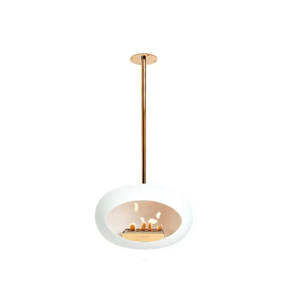 Le Feu Sky White Bioethanol Kamin 50 cm Roségold – Eleganter Deckenhänger, rauchfrei, sichere Nutzung, stilvolles Design für gemütliche Atmosphäre