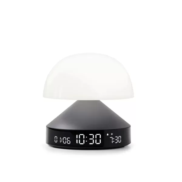 LEXON Mina Sunrise Wecker mit Sonnenaufgangssimulation, 5 Melodien, 9 LED-Farben, VA-LCD-Display, Touch-Steuerung, Grau, 3-in-1 Lampe