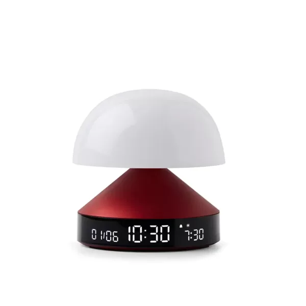 LEXON Mina Sunrise Wecker Rot - Sonnenaufgangssimulator, 5 Melodien, 9 LED-Farben, Touch-Steuerung, VA-LCD-Display, 3-in-1 Lampe