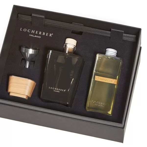 Locherber Milano Agathi's Amber Geschenkset 500ml | Skyline Collection Diffuser mit Nachfüllung & Trichter | Edler Raumduft