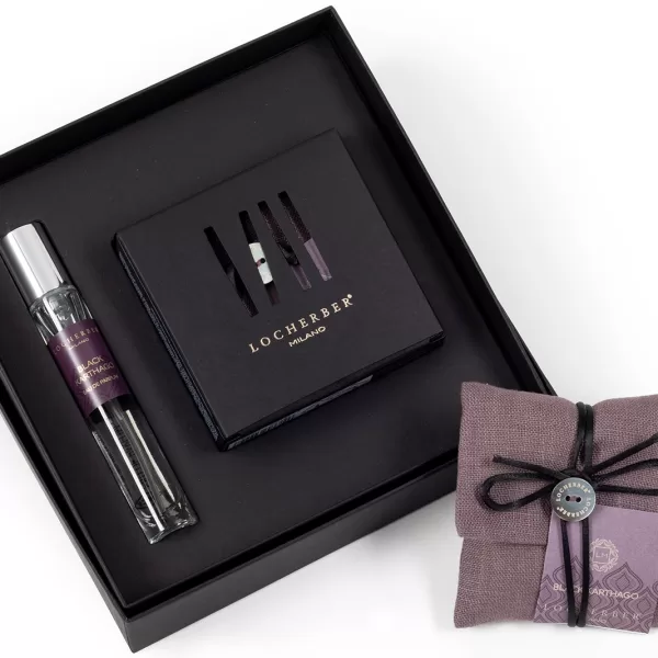 Locherber Milano Black Karthago Geschenkset | Skyline Collection | Duftsachet & 10ml Eau de Parfum Spray | Raumduft mit fruchtigen Aromen