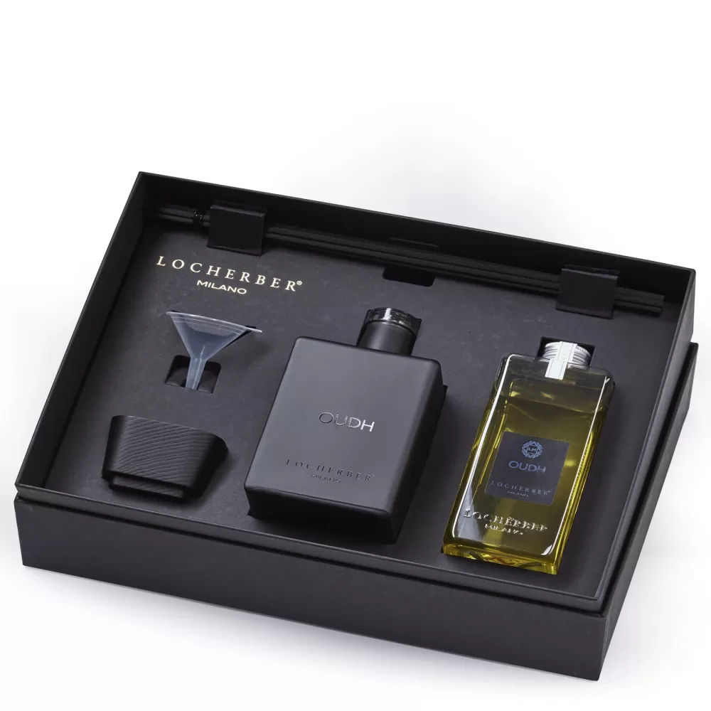 Locherber Milano Oudh Geschenkset 500 ml | Lifestyle Collection | Exklusiver, holziger Duft | Diffusoren, Eau de Parfum & mehr