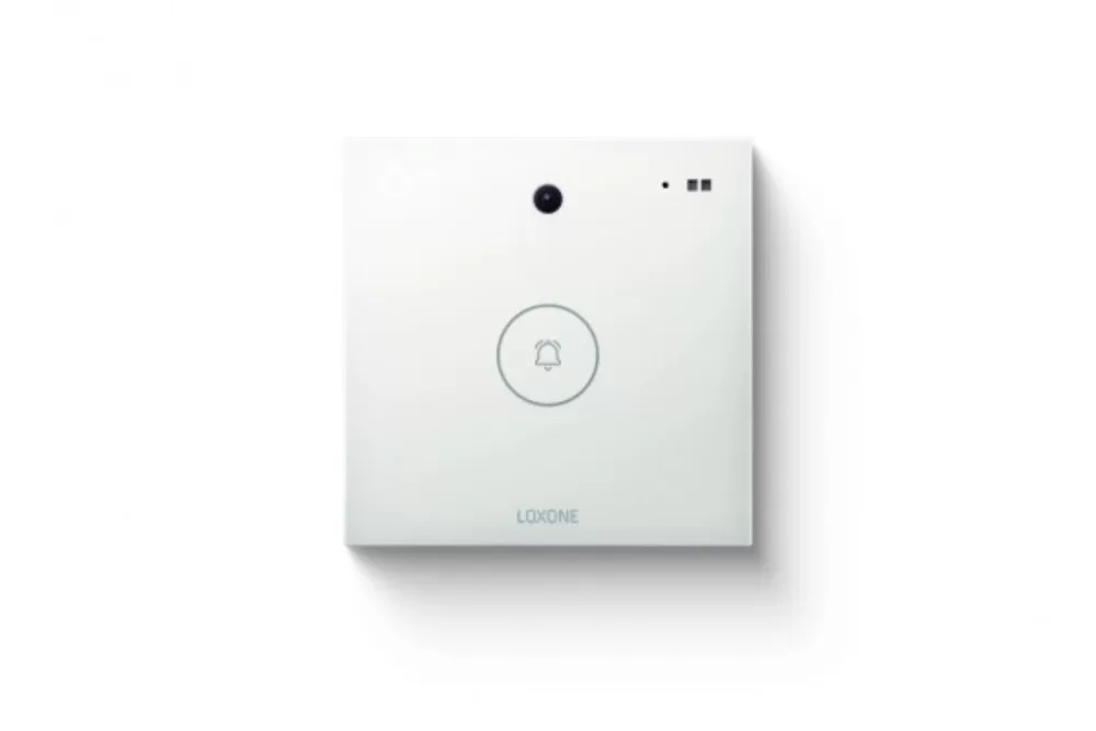 Loxone Intercom Weiß - HD-Kamera, 120° Weitwinkel, PoE, kompakt, spritzwassergeschützt, Echtglas, für Außenbereich, integrierter Näherungssensor