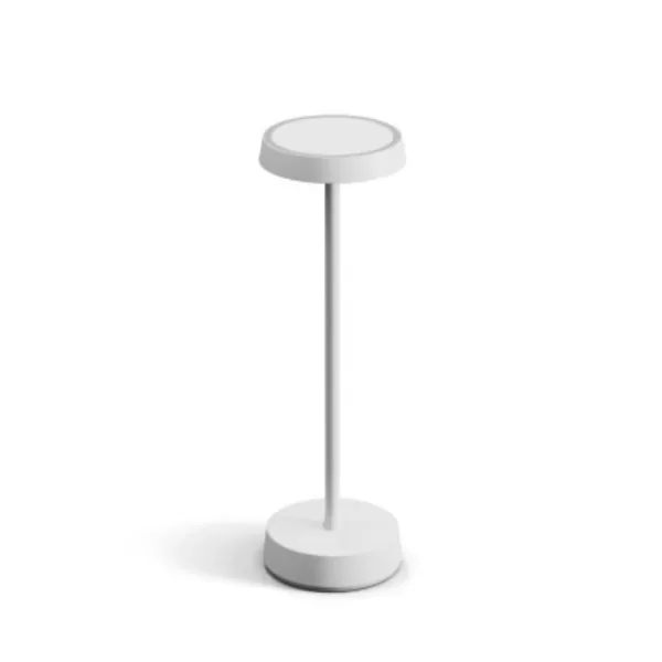 Loxone Table Lamp Air Weiß - Dimmbare Lampe mit warmweißem Licht, RGB-Ring, 3 kapazitive Tasten, USB-C, wiederaufladbarer Akku 10.000mAh