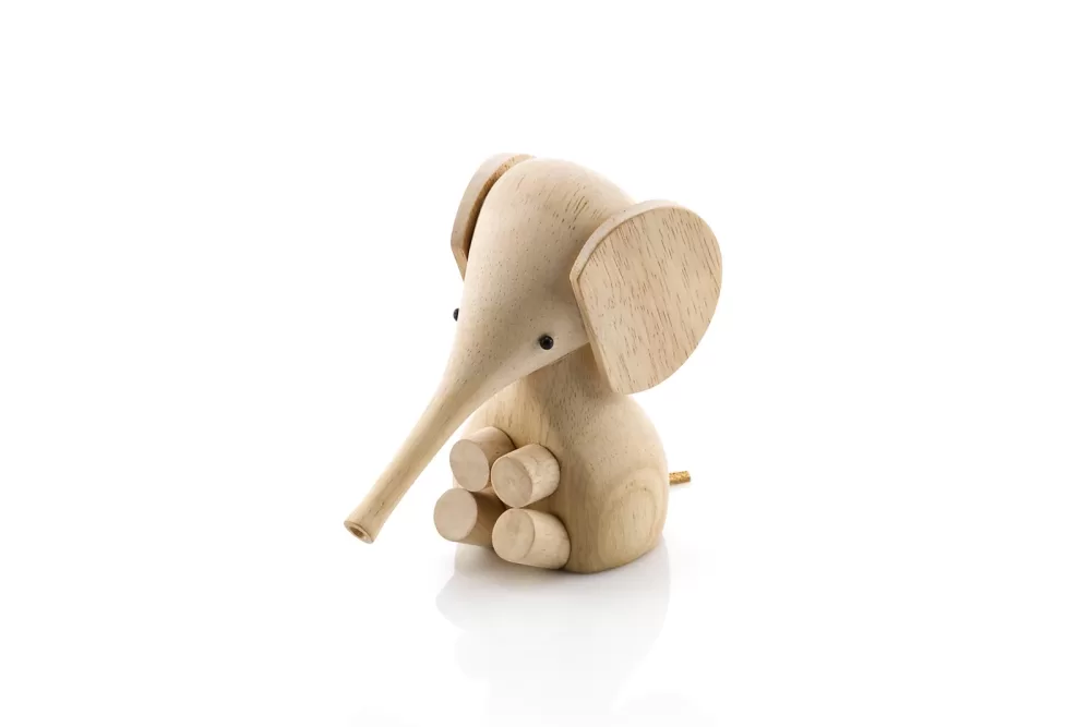 Lucie Kaas Baby-Elefant aus Kautschuk, 11 cm hoch, Designklassiker von Gunnar Florning, zeitloses Kinderzimmer-Dekor, wählbar in hell und dunkel