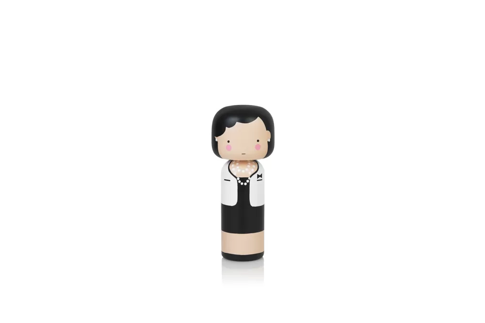 Lucie Kaas Kokeshi Puppe Coco Small - Handbemalt aus Schima Superba-Holz, 14,5 cm, Design von Becky Kemp, inspiriert von Coco Chanel