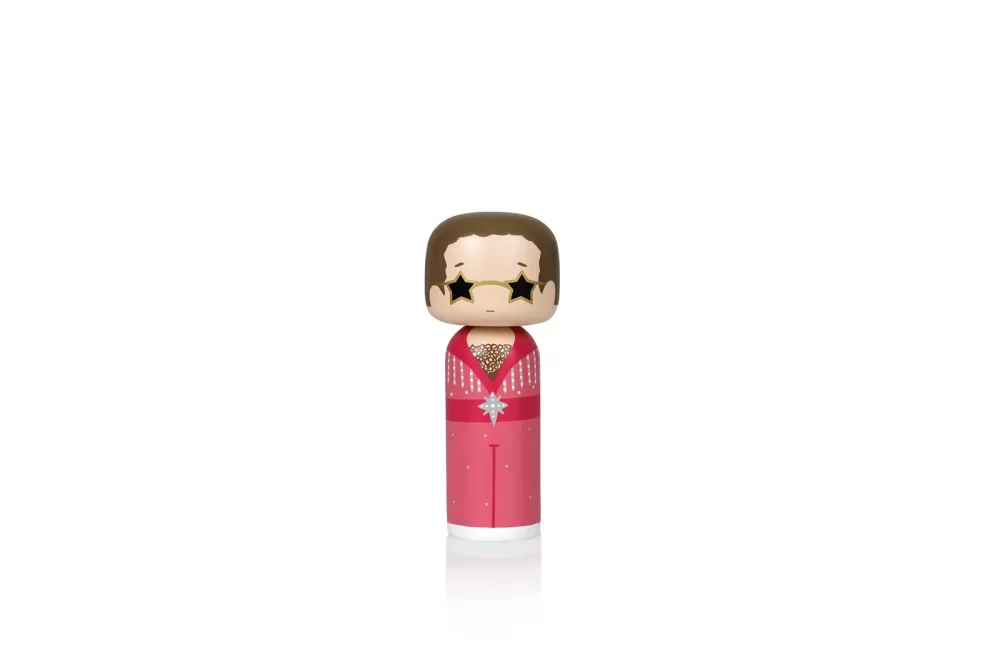 Lucie Kaas Kokeshi Puppe Elton Pink - Handbemalt, Größe S (14,5 cm) aus Schima Superba - Ikonische Designfigur von Sketch.inc