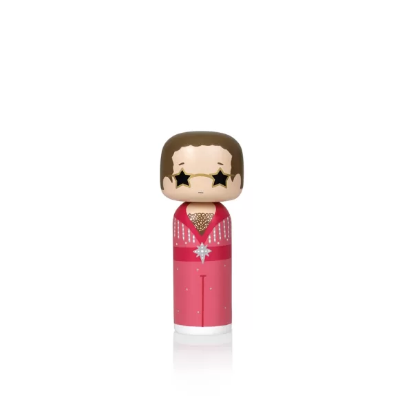 Lucie Kaas Kokeshi Puppe Elton Pink - Handbemalt, Größe S (14,5 cm) aus Schima Superba - Ikonische Designfigur von Sketch.inc