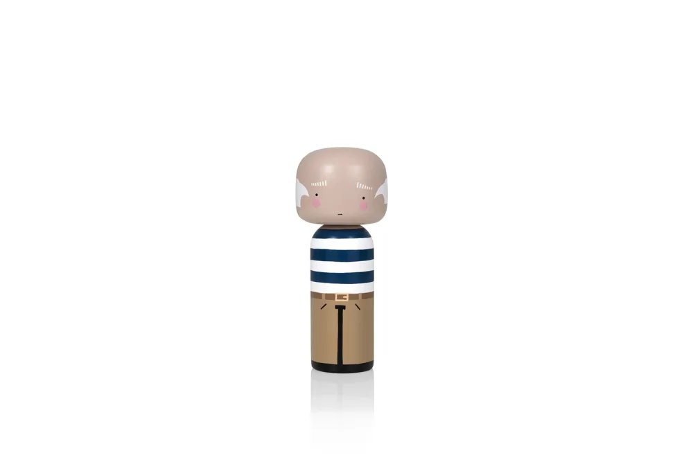 Lucie Kaas Kokeshi Doll Pablo - Handgemalte Skulptur aus Schima Superba - Größe S (14,5 cm) - Skurrile Kunstfigur von Becky Kemp