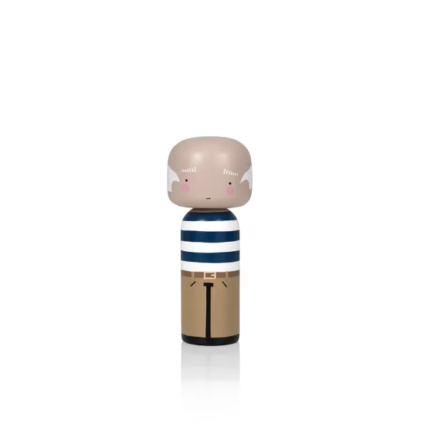 Lucie Kaas Kokeshi Doll Pablo - Handgemalte Skulptur aus Schima Superba - Größe S (14,5 cm) - Skurrile Kunstfigur von Becky Kemp