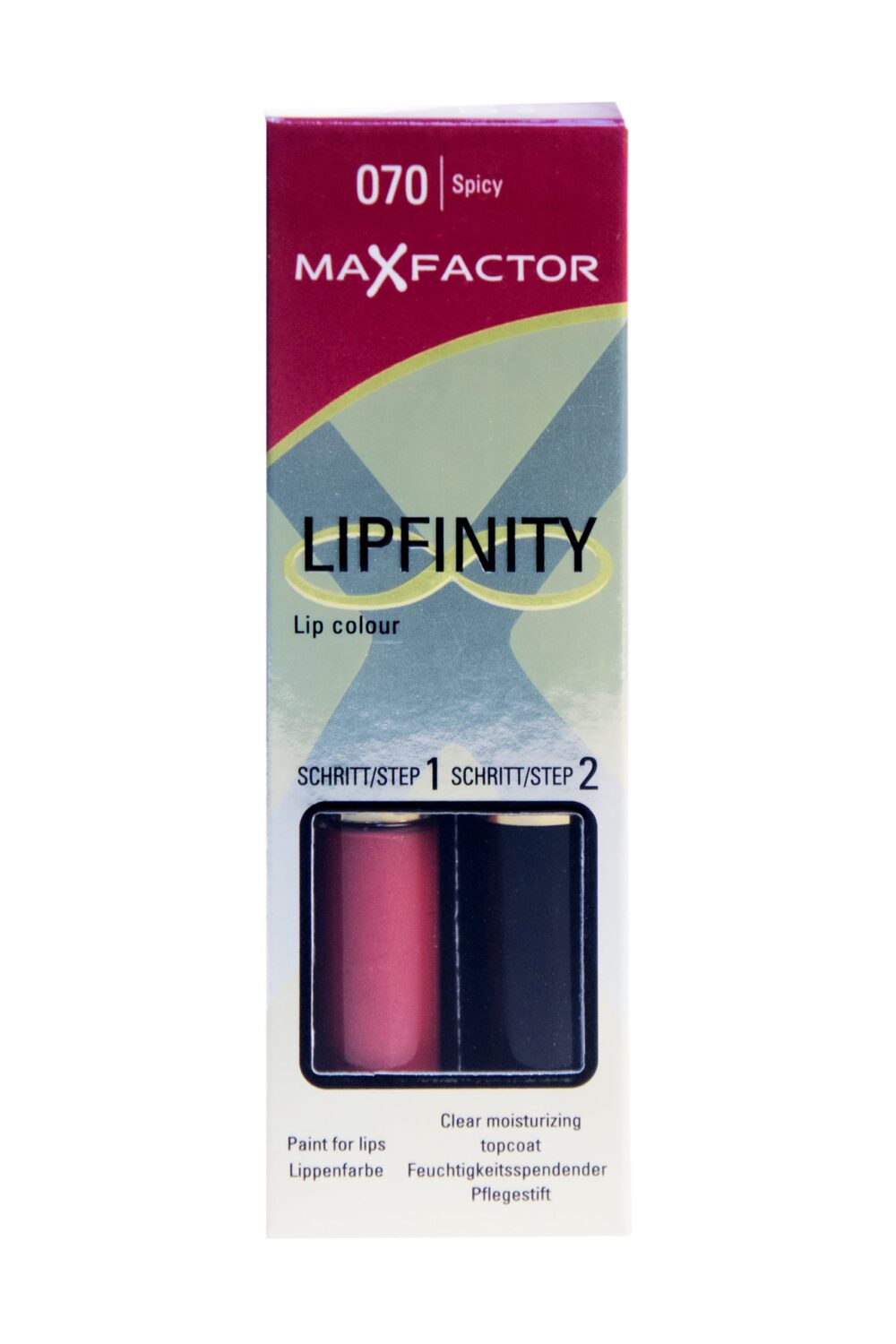 Max Factor Lipfinity 2-Step Long Lasting Lipstick - 070 Spicy, 24h Hold, Hydrating Topcoat, Intense Color, Perfect Shine, Liquid Lip Color