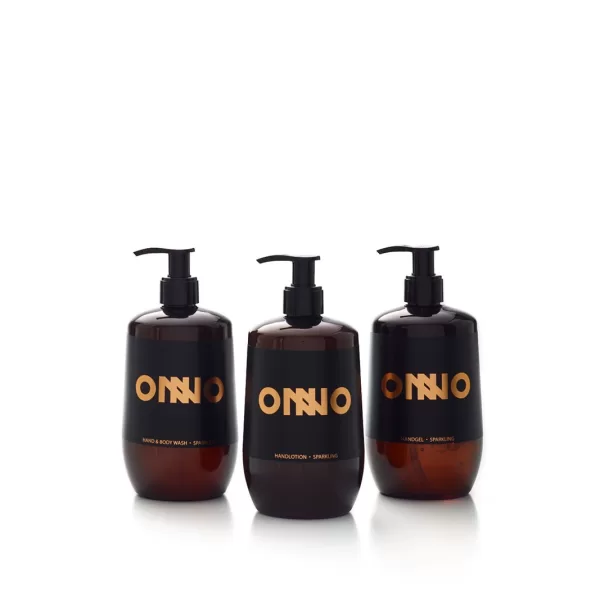 Onno Luxuriöses Geschenkset Sparkling 3 x 500 ml - Handgel, Waschgel & Lotion mit Kurkuma, Pfeffer & Bergamotte, vegan, pH-neutral, 95% biologisch abbaubar