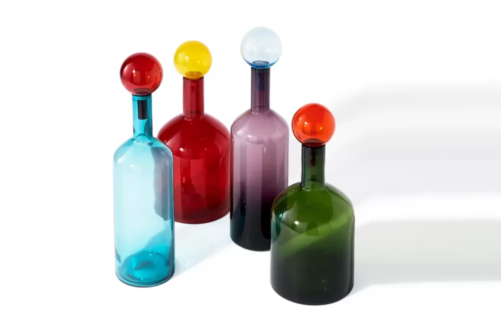 Pols Potten Bubbles and Bottles 4-teiliges Flaschen-Set, Bunt (XXL) - Handgefertigte Dekorationsflaschen, Kunstwerk für Ihr Zuhause