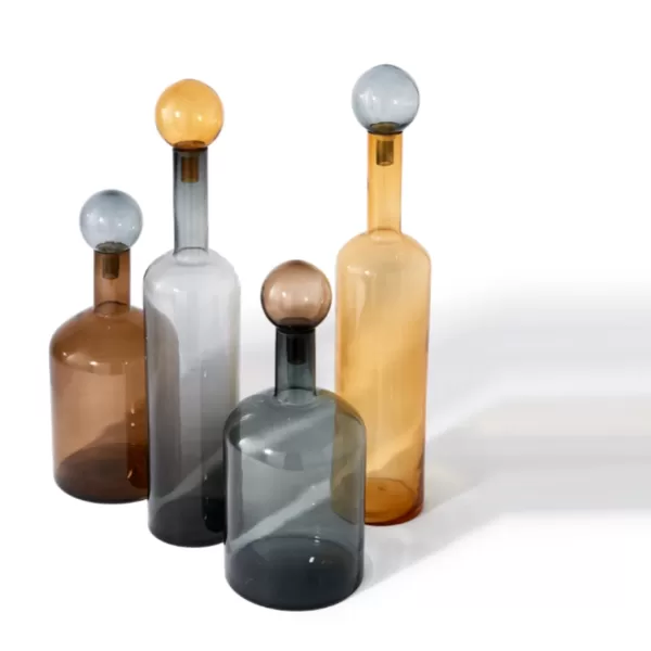 Pols Potten Bubbles and Bottles | 4-tlg. Handgefertigtes Flaschen-Set | XXL Cognac | Einzigartige Kunstwerke für stilvolle Dekoration