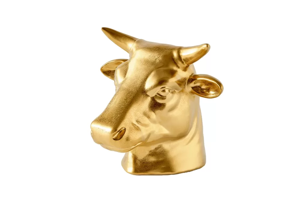 Pols Potten Cow Moneybox – Lustige Spardose für Geldgeschenke und Dekoration, Tierkopf Design, Don't Eat Me, Save Me, 15cm