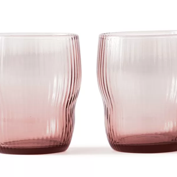 Pols Potten Pum Tumblers Set 2er - Dunkellila Trinkgläser, Hochwertiges Glas, Luxuriöses Design, Haptische Rillen, Exquisites Trinkerlebnis