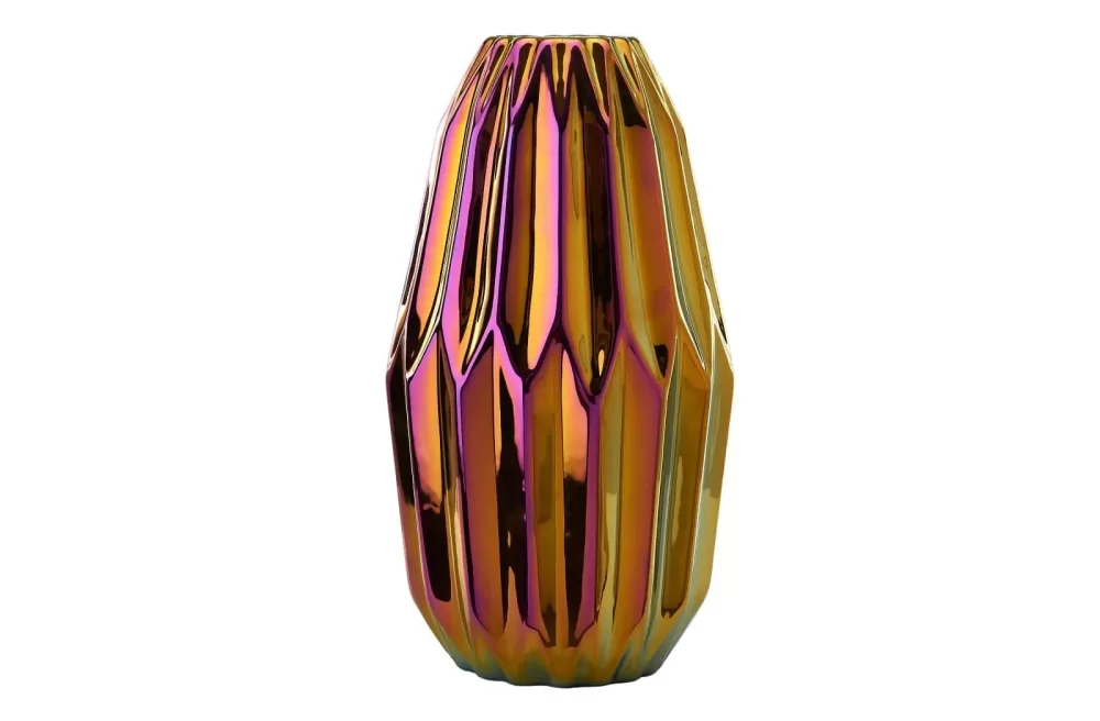 Pols Potten Oily Folds Vase M - Elegante, schillernde Glasur, kühne Form, raffinierte Deko für jeden Raum - Hochwertige Design-Vase