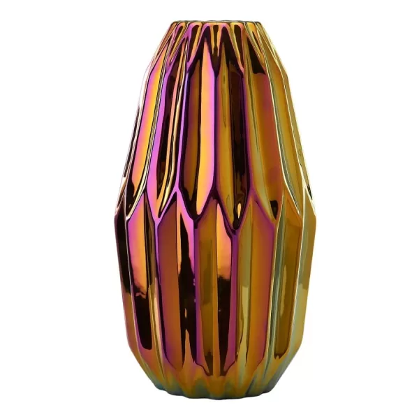 Pols Potten Oily Folds Vase M - Elegante, schillernde Glasur, kühne Form, raffinierte Deko für jeden Raum - Hochwertige Design-Vase