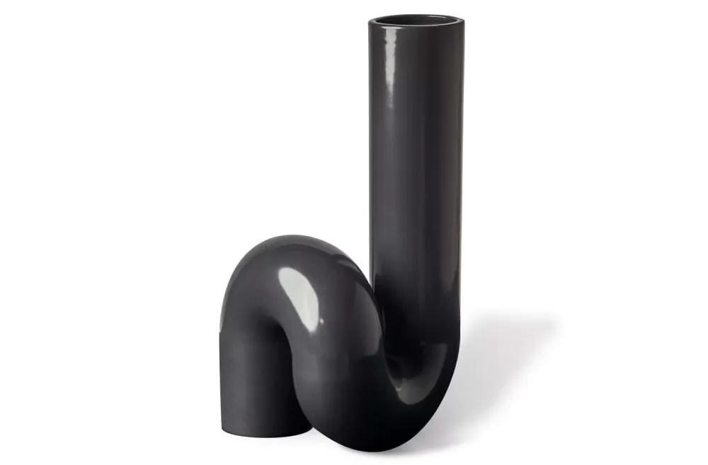 Pols Potten Yourtube Vase Schwarz - Moderne & Retro Dekoration, Einzigartiges Design, Blickfang für jeden Raum