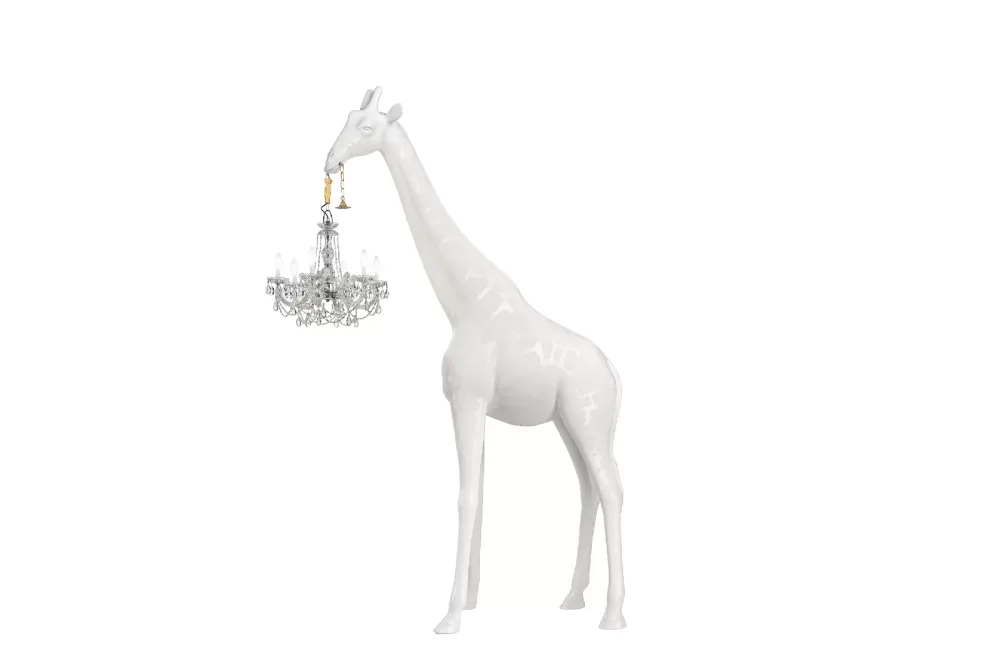 Qeeboo Giraffe in Love Stehlampe M - 2,65m, IP65 Wasserdicht, Outdoor & Indoor, Weiß, Design von Marcantonio, Kronleuchter Stil