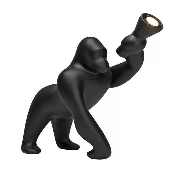 Qeeboo Kong XS Black Tischleuchte | Verstellbarer Arm | Design von Stefano Giovannoni | Innenbereich | Dekorative Gorilla Lampe