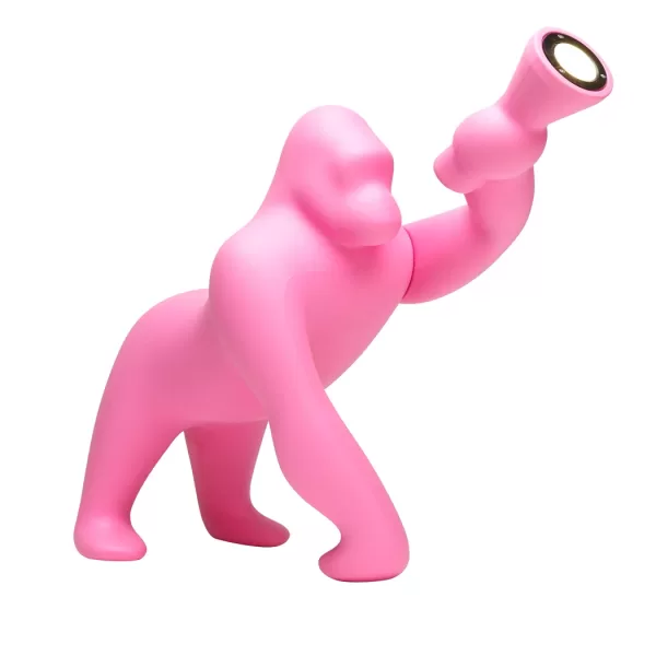 Qeeboo Kong XS Tischleuchte in Bright Pink - Verstellbarer Arm, Gorilla Design, Innenbereich, von Stefano Giovannoni - Trendige Deko für Ihr Zuhause