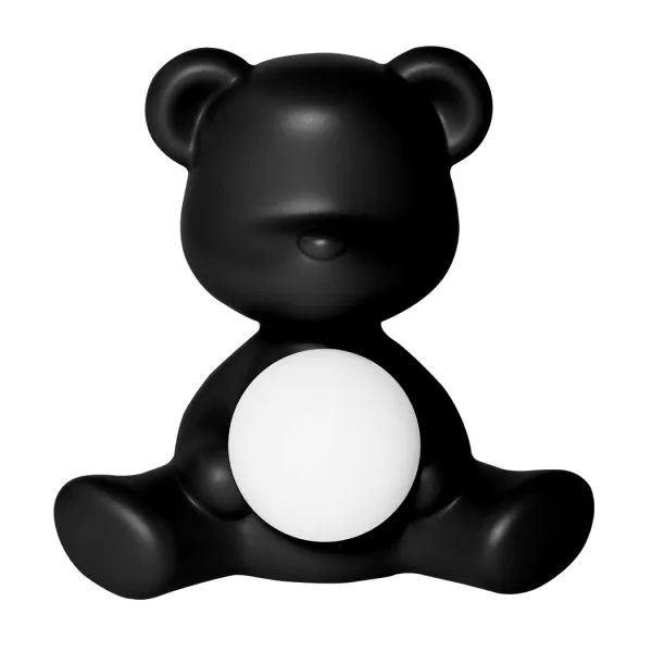 Qeeboo Teddy Girl LED Tischleuchte – Wiederaufladbar, kabellos, schwarz, von Stefano Giovannoni – Kuscheliges Design für jeden Raum