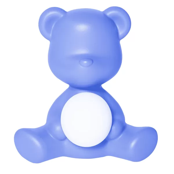 Qeeboo Teddy Girl LED Tischleuchte - Wiederaufladbare, kabellose Leuchte in Light Blue, entworfen von Stefano Giovannoni, für Kinderzimmer