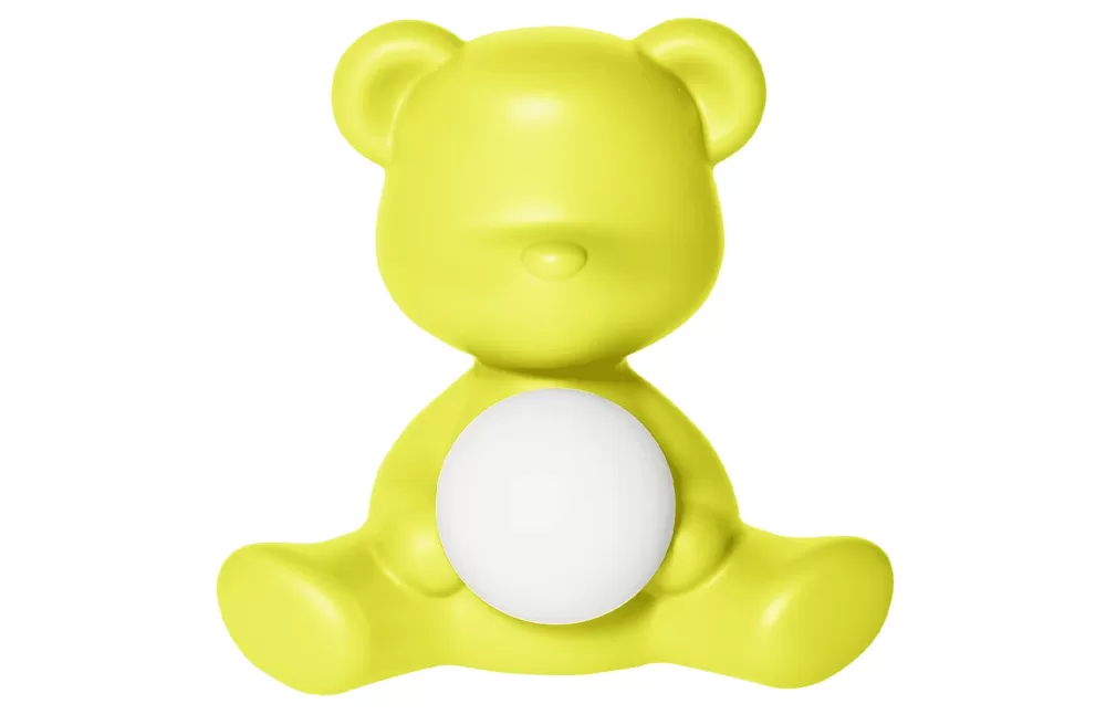 Qeeboo Teddy Girl LED-Leuchte | Wiederaufladbar, Kabellos, Lime, Design von Stefano Giovannoni, Tischleuchte für Kinderzimmer