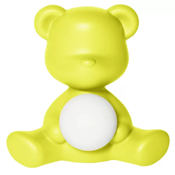 Qeeboo Teddy Girl LED-Leuchte | Wiederaufladbar, Kabellos, Lime, Design von Stefano Giovannoni, Tischleuchte für Kinderzimmer