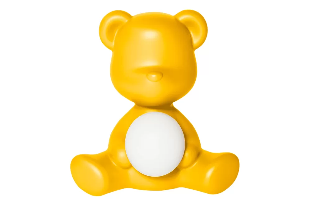 Qeeboo Teddy Girl LED Leuchte – Wiederaufladbare Tischlampe in Gelb, Designerleuchte von Stefano Giovannoni, Kabellos, Teddy Kollektion