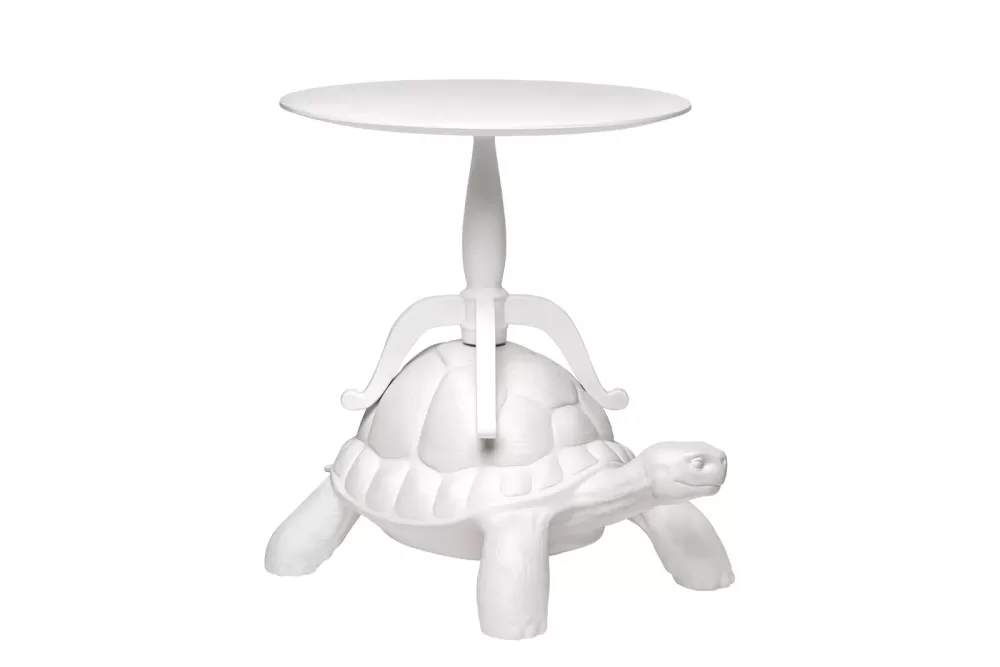 Qeeboo Turtle Coffee Table - Multifunktional, Weiß, Design von Marcantonio, Kreative Schildkröte, Ideal für Bücher und Accessoires