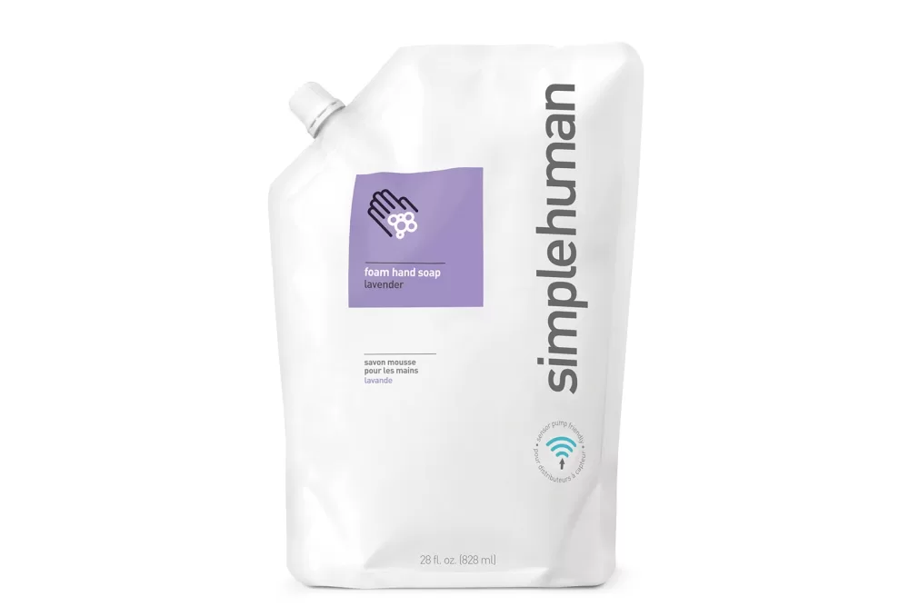 simplehuman Schaumseife Nachfüllbeutel 828 ml - Lavendel, hypoallergen, biologisch abbaubar, ideal für Sensorspender, luxuriöser Duft.