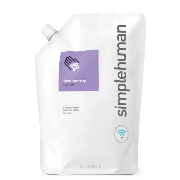 simplehuman Schaumseife Nachfüllbeutel 828 ml - Lavendel, hypoallergen, biologisch abbaubar, ideal für Sensorspender, luxuriöser Duft.