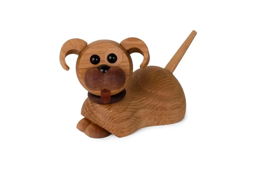 Spring Copenhagen Hund Coco – Braun Eiche, Designfigur aus FSC®-zertifiziertem Holz, ideal für Tierliebhaber, dekorativ & fröhlich